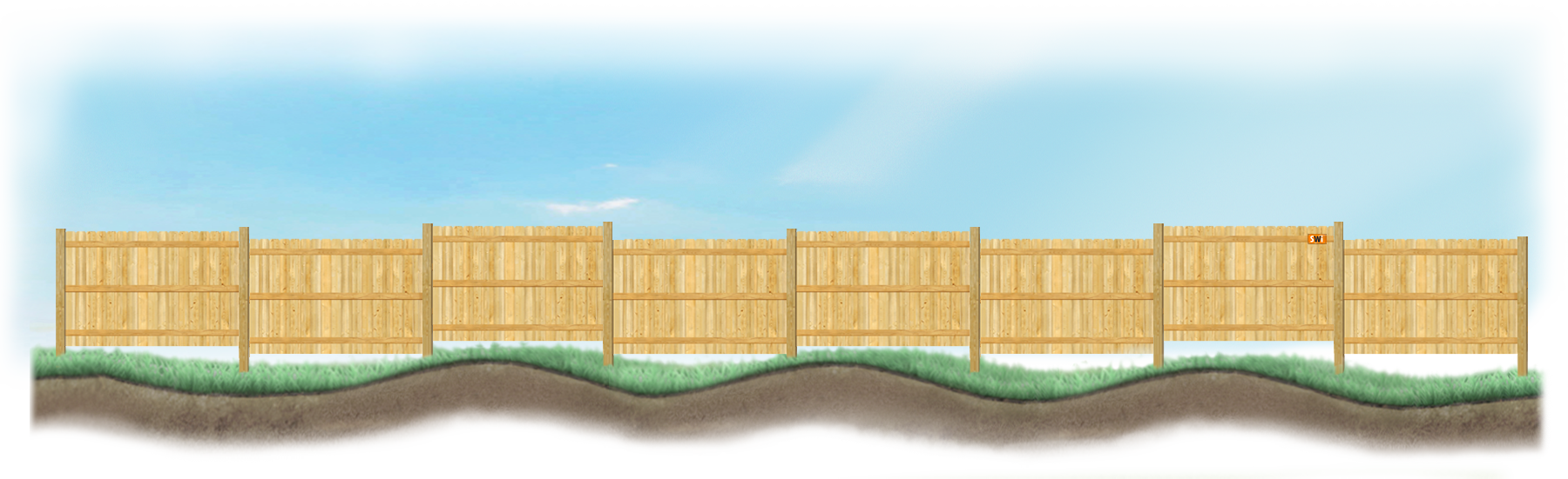 A stepped fence on sloped ground in St. Augustine Florida